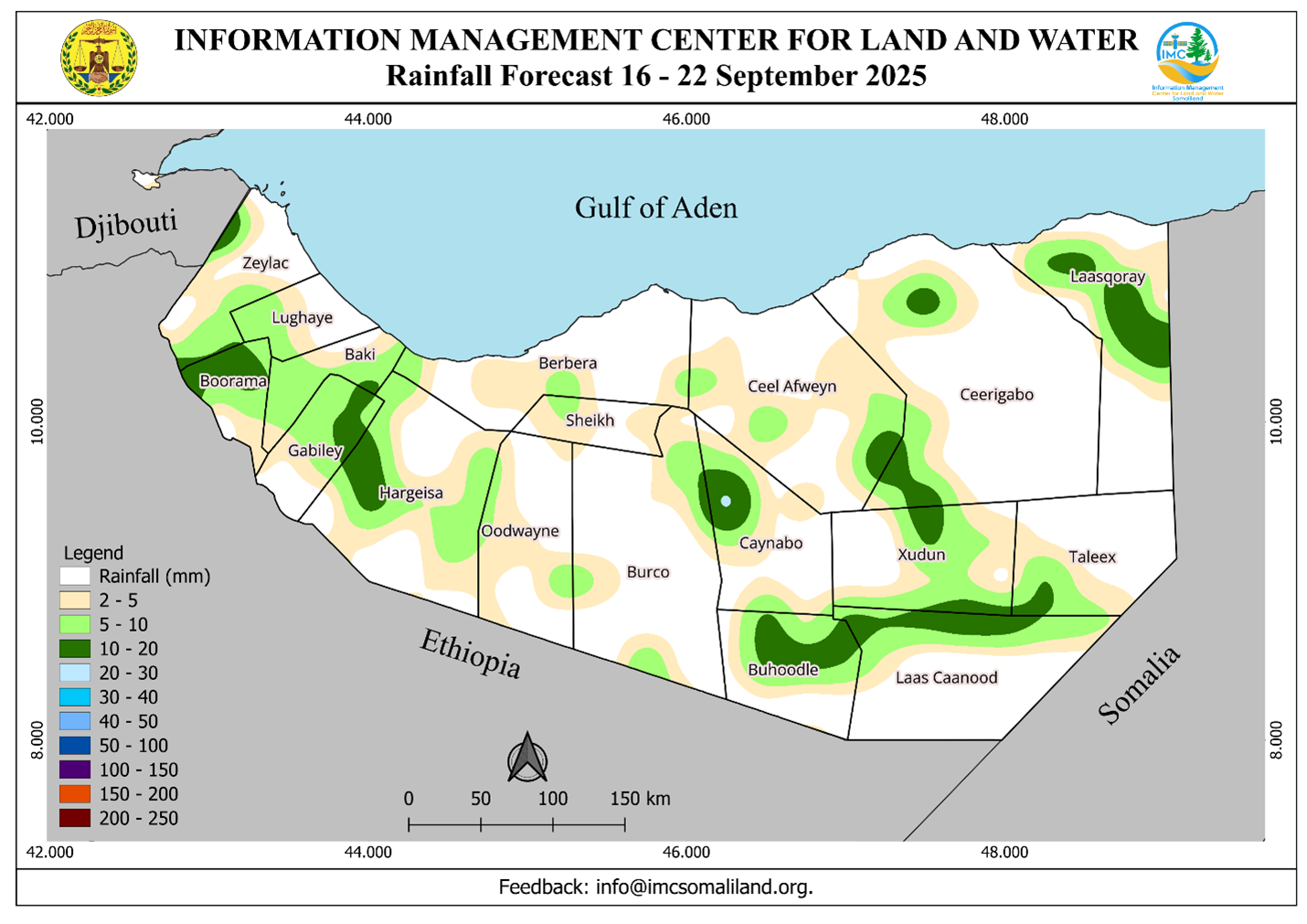 SOMALILAND WEEKLY WEATHER FORECAST Valid from 16 to 22 September 2025