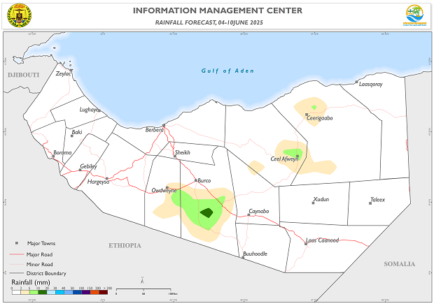 Somaliland Weekly Weather Forecast from 04 to 10 June 2025