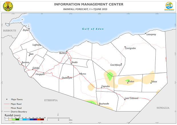 SOMALILAND WEEKLY WEATHER FORECAST 11 TO 17 JUNE 2025