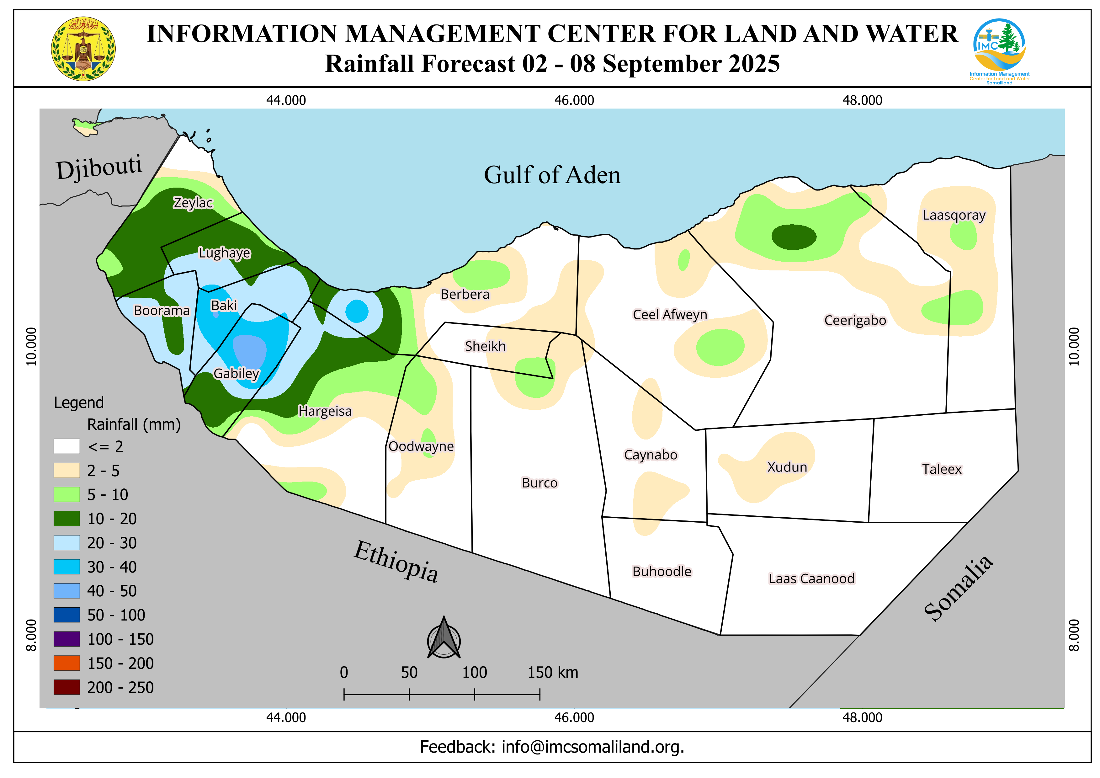 SOMALILAND WEEKLY WEATHER FORECAST  Valid from 2 to 8 September 2025