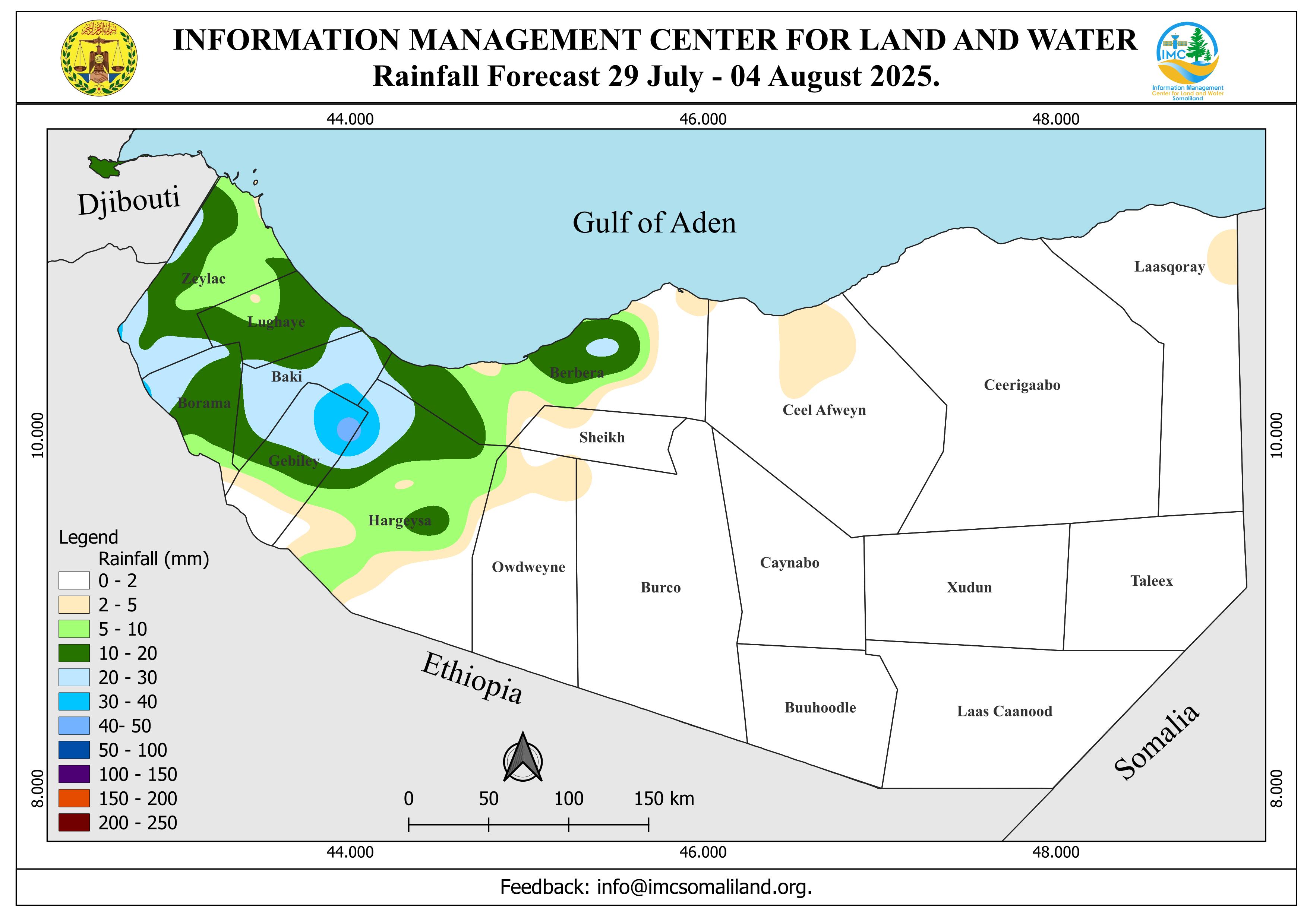 SOMALILAND WEEKLY WEATHER FORECAST  Valid from 29 July to 4 August 2025
