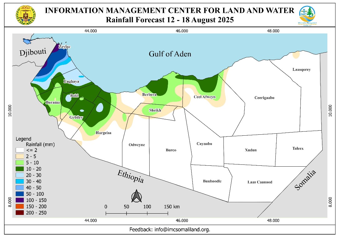 SOMALILAND WEEKLY WEATHER FORECAST  Valid from 12 to 18 August 2025